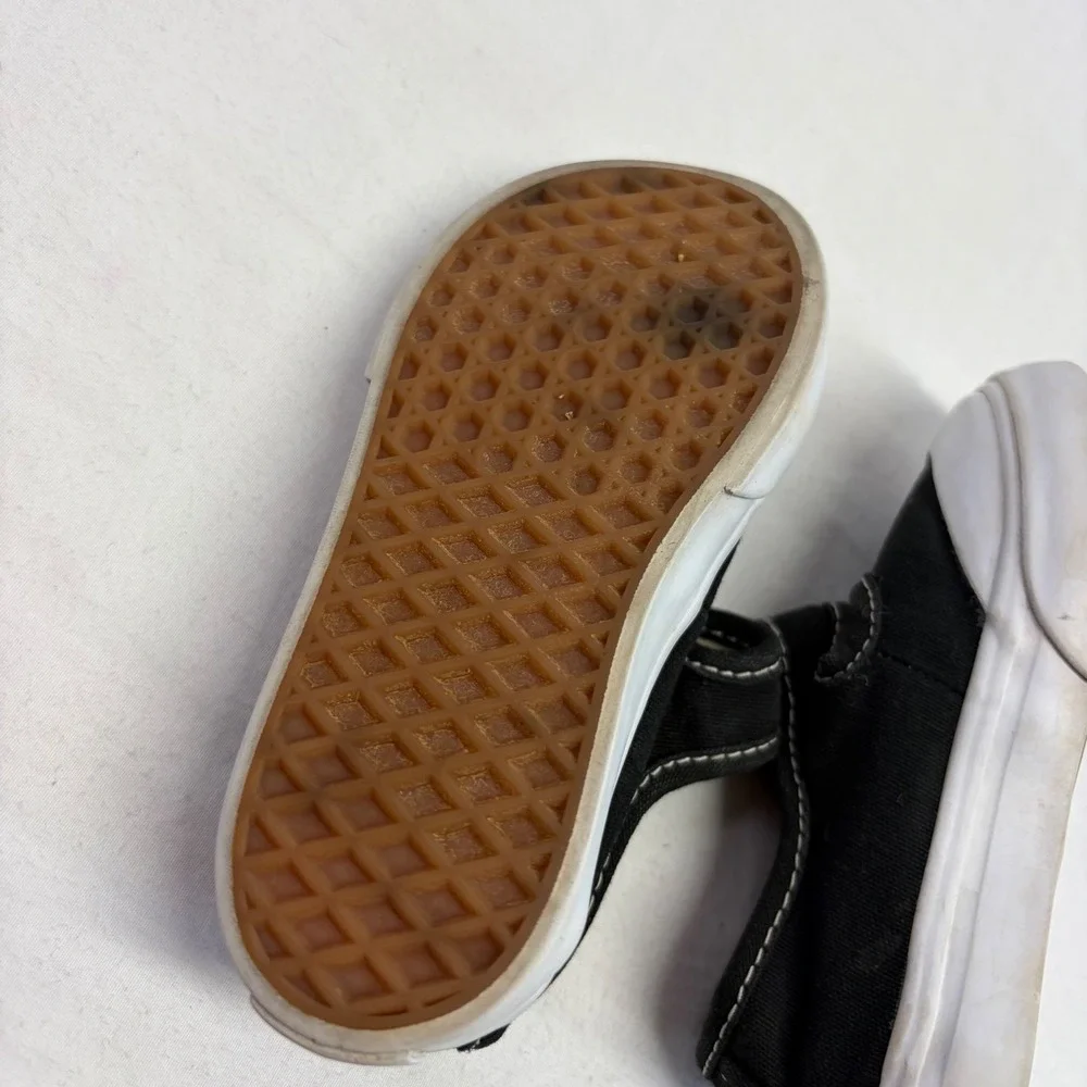 Vans Mary Jane Toddler 5.5 Black White Canvas Buckle Strap Skate Shoes